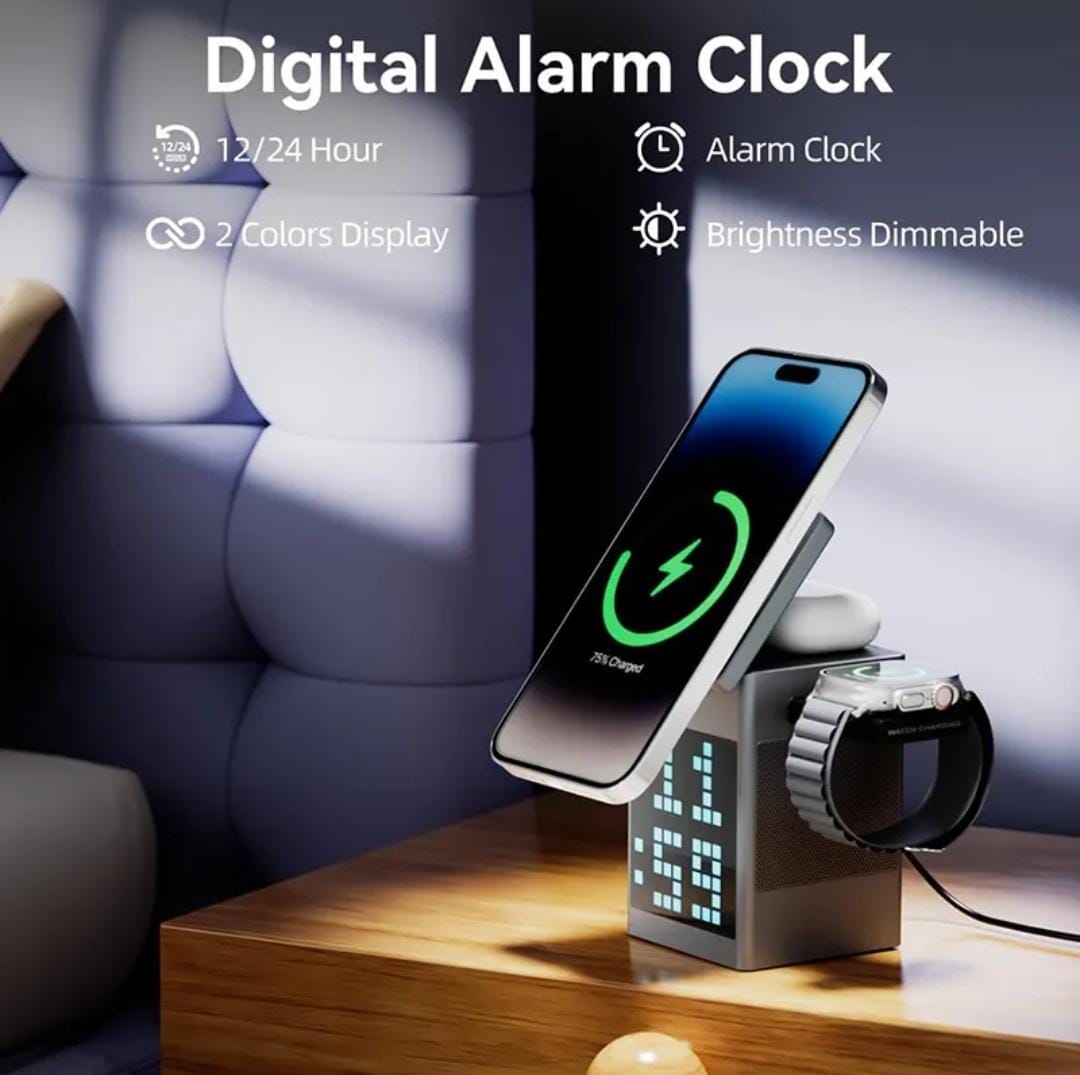 3-in-1 Wireless Charging Station + Clock