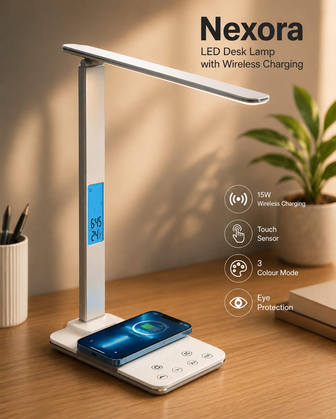 Nexora LED Desk Lamp + 15W Wireless Charger