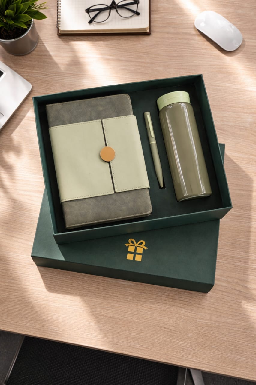 3-in-1 Suede Notebook + Flask Set