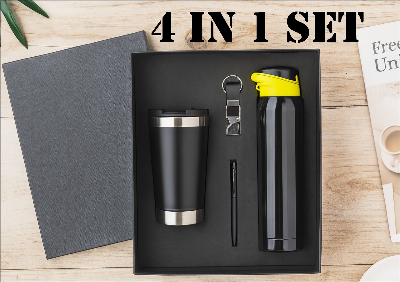 4-in-1 Flask + Tumbler + Pen + Keychain